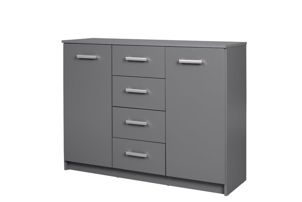 Elenzio byrå 2 dörrar, 4 lådor grå.