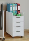 Miniatyrbild 2 av 3: Konal Mini byrå , dokumentskåp på hjul 1 hylla och 4 lådor vit.
