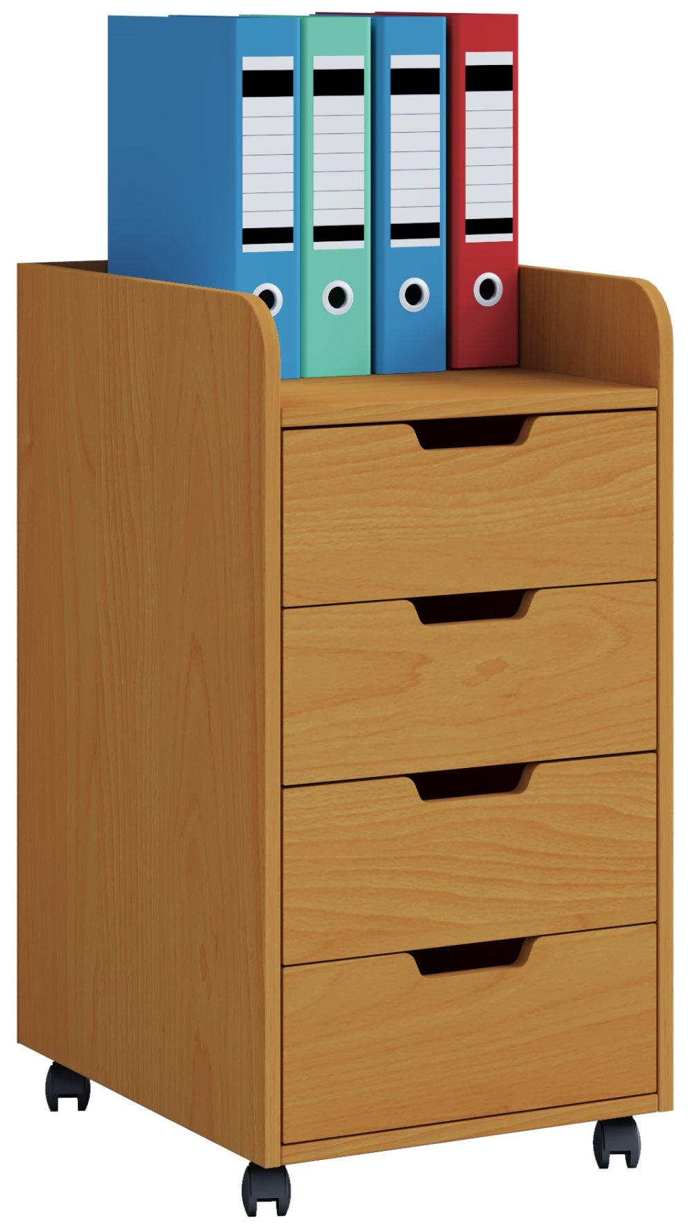 Konal Maxi byrå , dokumentskåp på hjul 1 hylla och 4 lådor bokmönstrad.