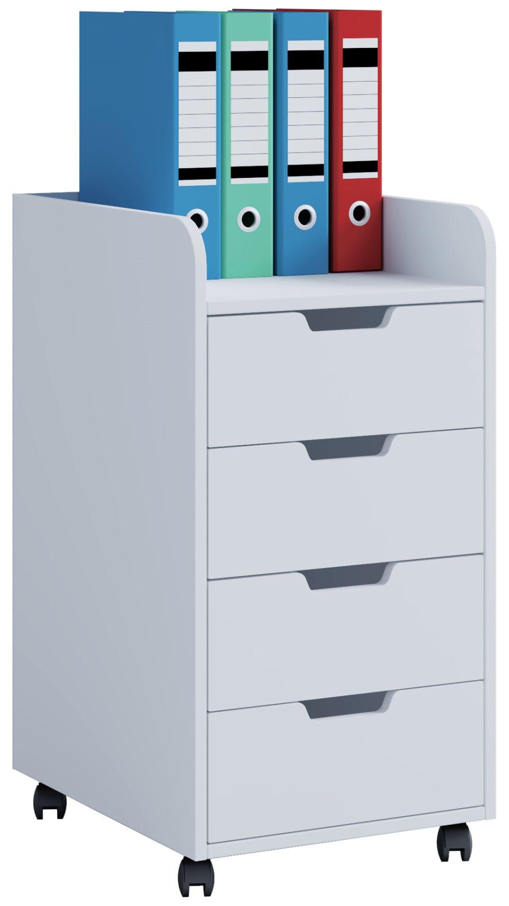 Konal Maxi byrå , dokumentskåp på hjul 1 hylla och 4 lådor vit.