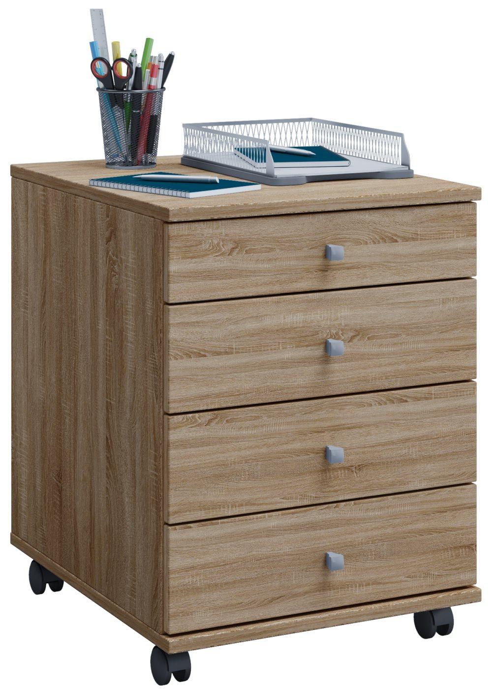 Lona kontorbyrå , arkivskåp med hjul med 4 lådor ekmönstrad.
