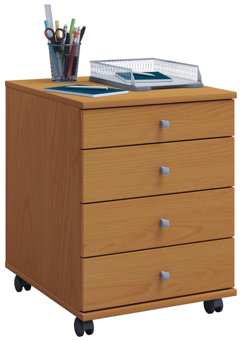 Lona kontorbyrå , arkivskåp med hjul med 4 lådor bokmönstrad.