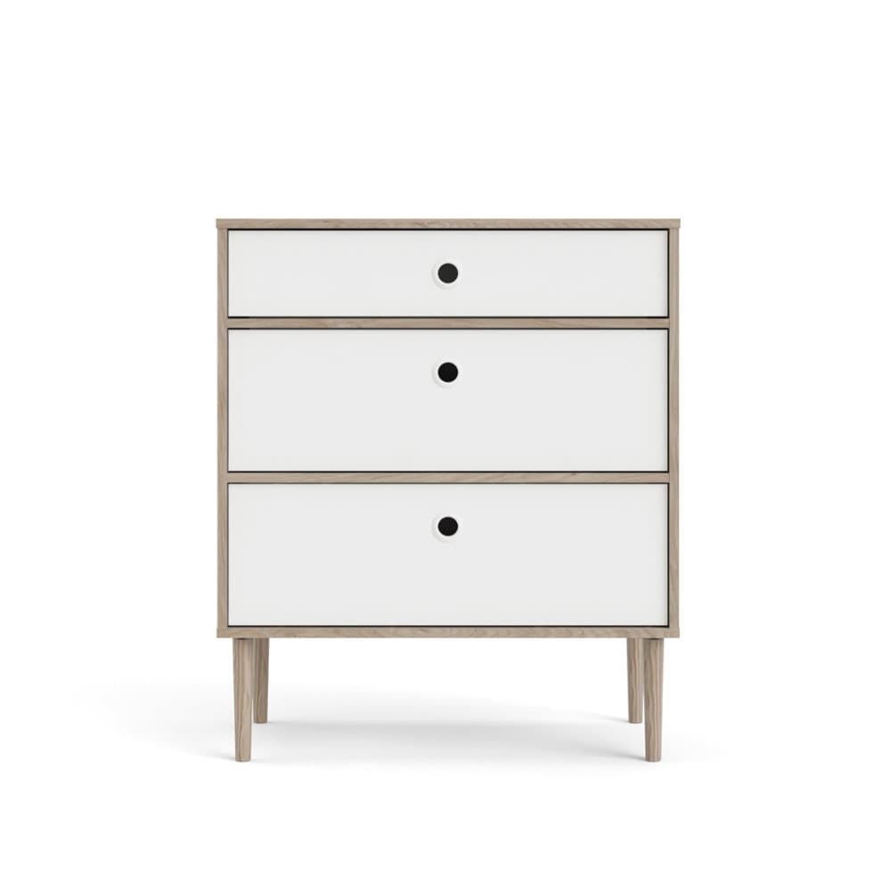 Rome byrå 3 lådor hickorymönstrad och mattvit.