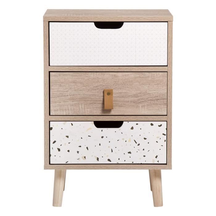 Förvaringsskåp med 3 lådor - I spånskiva med massiv gummiträfot - OSLO