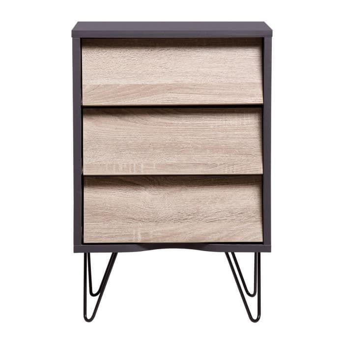 Förvaringsskåp med 3 lådor - I spånskiva med metallben - TOKYO