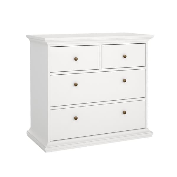 Venedig kommode med 2 små og 2 store skuffer, bredde 96cm, høyde 86 cm hvit.