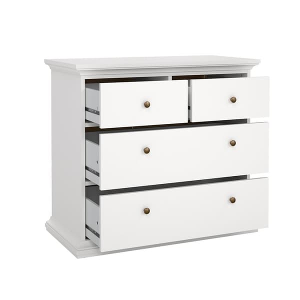 Venedig kommode med 2 små og 2 store skuffer, bredde 96cm, høyde 86 cm hvit.