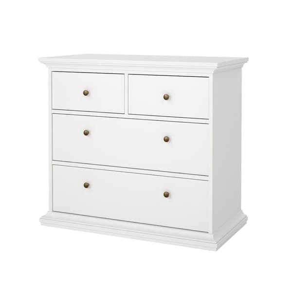 Venedig kommode med 2 små og 2 store skuffer, bredde 96cm, høyde 86 cm hvit.