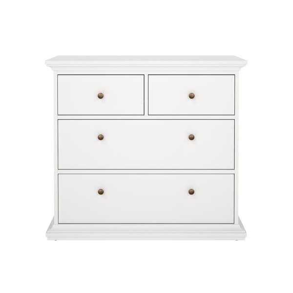 Venedig kommode med 2 små og 2 store skuffer, bredde 96cm, høyde 86 cm hvit.