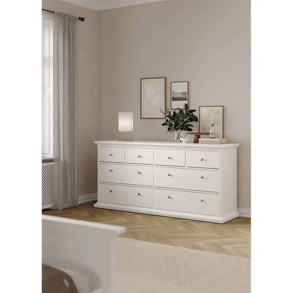 Venedig kommode med 4 store og 4 små skuffer, bredde 183 cm, høyde 86 cm hvit.