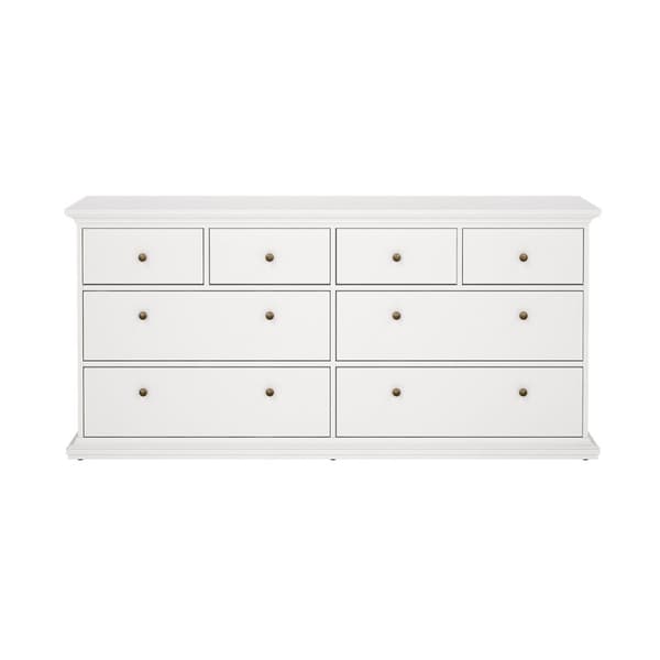 Venedig kommode med 4 store og 4 små skuffer, bredde 183 cm, høyde 86 cm hvit.