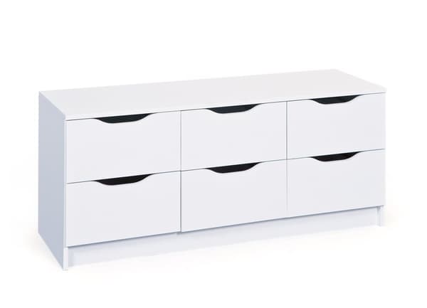 Wung kommode 6 skuffer hvit.