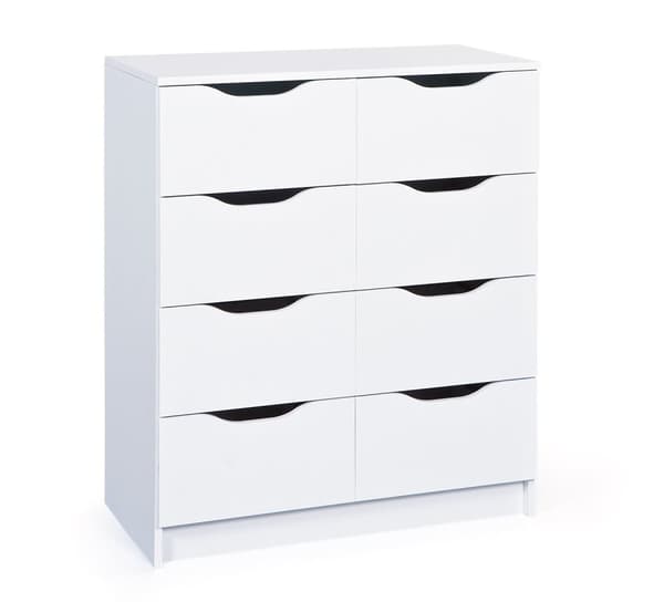 Wung kommode 8 skuffer hvit.