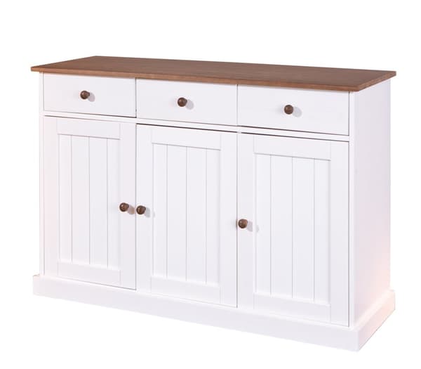 Wright skjenk 3 dører, 3 skuffer hvit, brun.