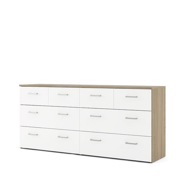 Spell Kommode bred 4 små og 4 store skuffer eik dekor, hvit.