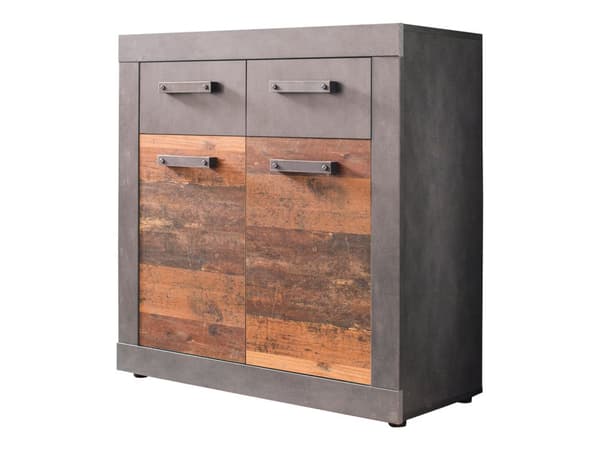 Indy kommode 2 dører, 2 skuffer grå eik dekor, old wood dekor.