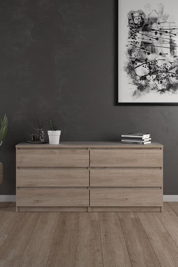 Nada kommode 6 skuffer Hickory dekor.