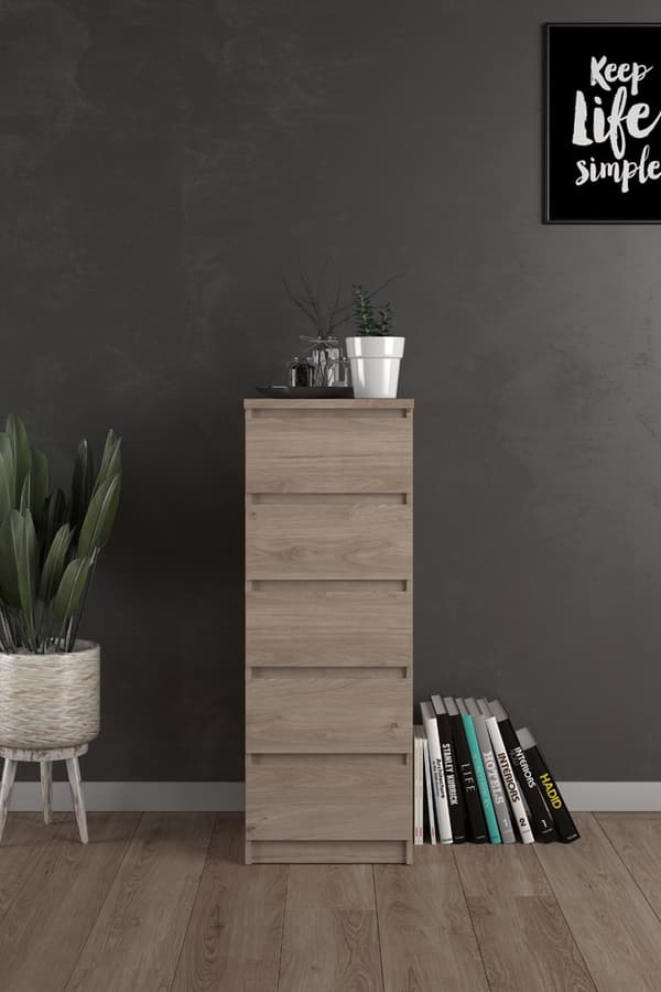 Nada kommode 5 skuffer Hickory dekor.