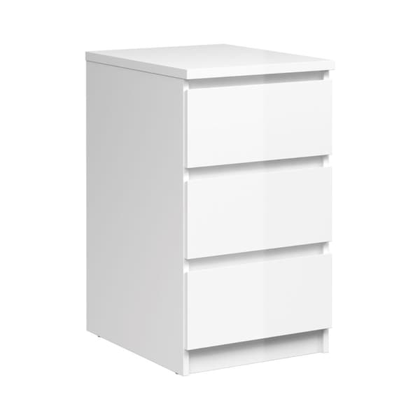 Nada kommode smal 3 skuffer hvid højglans.