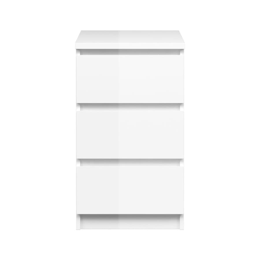 Nada byrå smal 3 lådor vit hög glans.