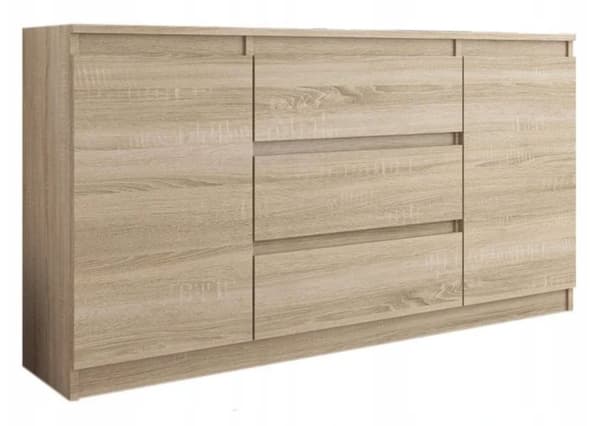Byrå 2D3S, 120 x 78 x 39 cm, svart
