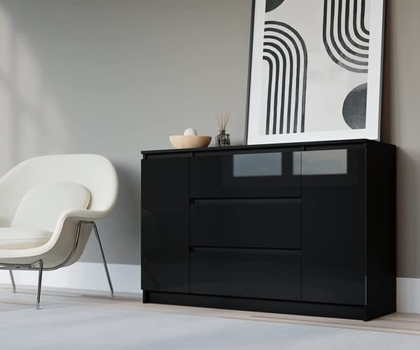 Kommode 2D3S, 120 x 78 x 39 cm, sort