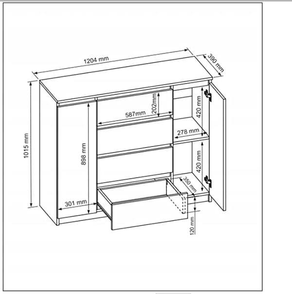 Kommode 2D4S 120 x 101 x 39 cm