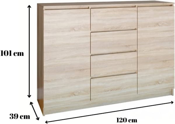 Kommode 2D4S 120 x 101 x 39 cm