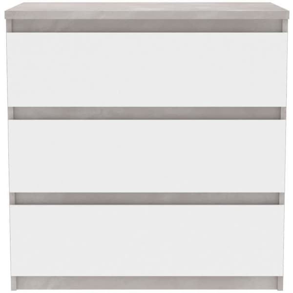 Byrå CHELSEA 3 lådor - Färg vit/ljusbetong - B 77,2 x D 42 x H 79,9 cm