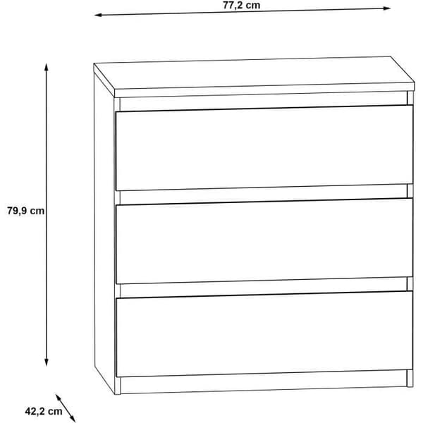 Byrå CHELSEA 3 lådor - Färg vit/ljusbetong - B 77,2 x D 42 x H 79,9 cm