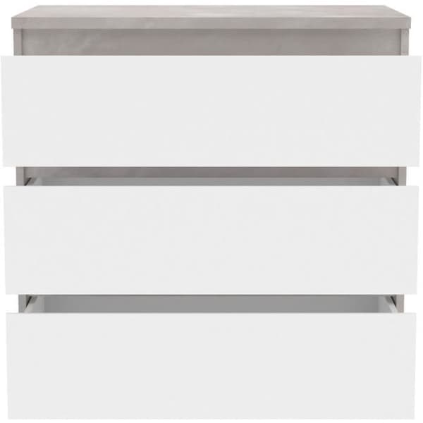 Byrå CHELSEA 3 lådor - Färg vit/ljusbetong - B 77,2 x D 42 x H 79,9 cm