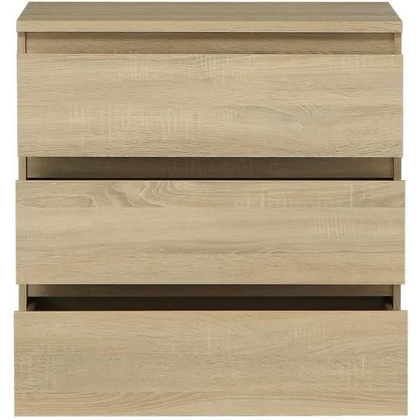 Byrå CHELSEA 3 lådor - Ekfärg - B 77,2 x D 42 x H 79,9 cm