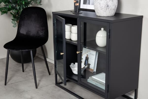 Bakal skjenk 2 glassdører, 2 hyller, svart.