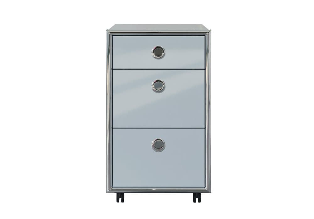 Infinity byrå dokumentskåp 3 lådor vit högglans, krom.