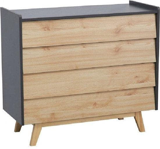 Modern byrå - byrå - kommode - 4 lådor - 90 x 40 x 80 cm - trä - grå