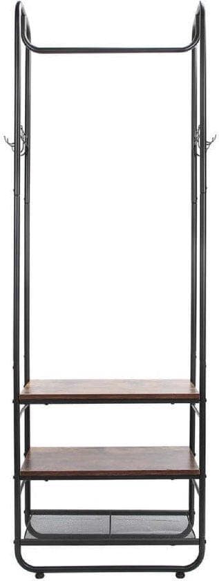 Klädstativ - Kläderställ Industrial - Klädstativ med förvaring - Rörbart klädställ - Klädställ metall - Trä/svart