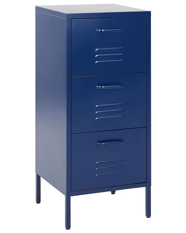 Laatikosto laivastonsininen 43 x 103 x 40 cm teräs matta 3 laatikkoa teollinen E-pinnoite