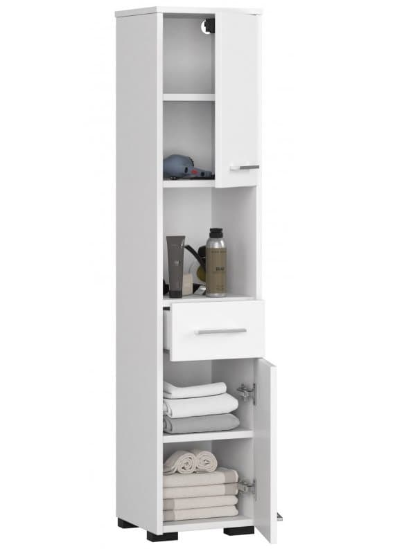 3xEliving Koralia FinD2SZ1W1 kylpyhuoneen kaappi kahdella kaapilla ja laatikolla, D: H: 140 cm, L: 30 cm, S: 30 cm