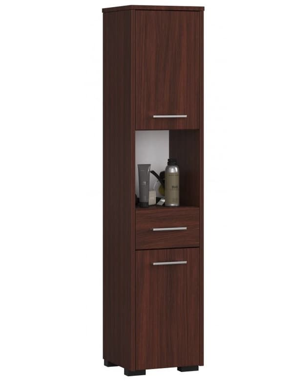 3xEliving Koralia FinD2SZ1W1 kylpyhuoneen kaappi kahdella kaapilla ja laatikolla, D: H: 140 cm, L: 30 cm, S: 30 cm