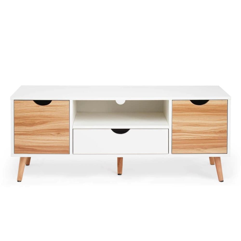 TV-skåp TV-garderob element med lådor spånskiva Trä Vit