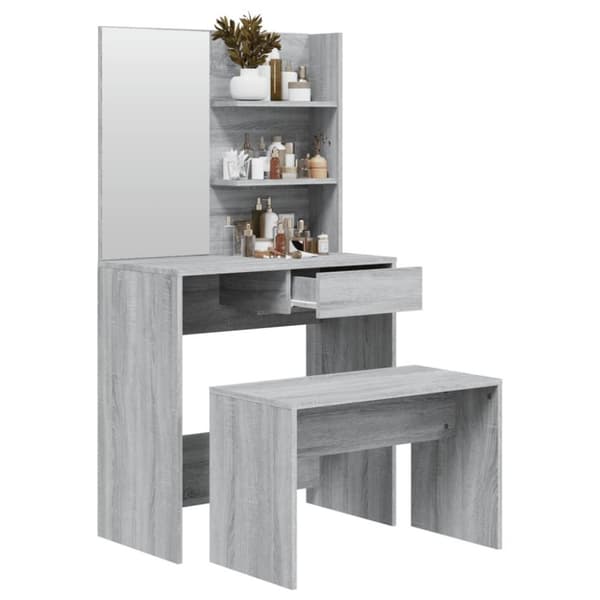 vidaXL Sminkbord set grå sonoma 74,5x40x141 cm