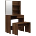 Miniatyrbild 1 av 11: vidaXL Sminkbord set brun ek 74,5x40x141 cm