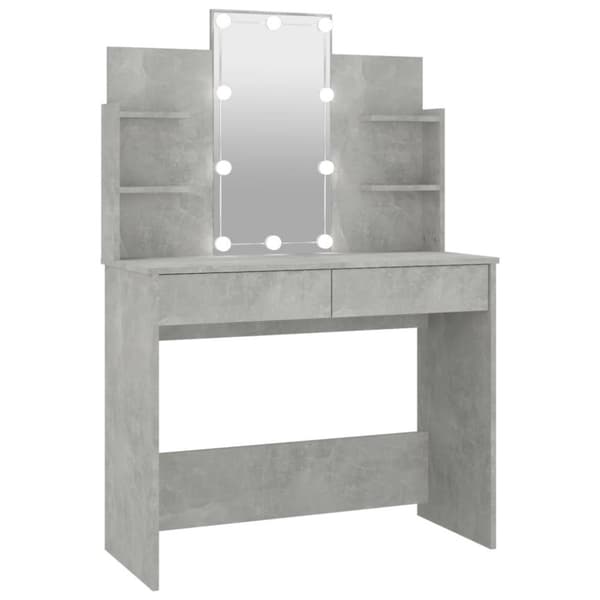 vidaXL Peilipöytä LED-valoilla betoninharmaa 96x40x142 cm