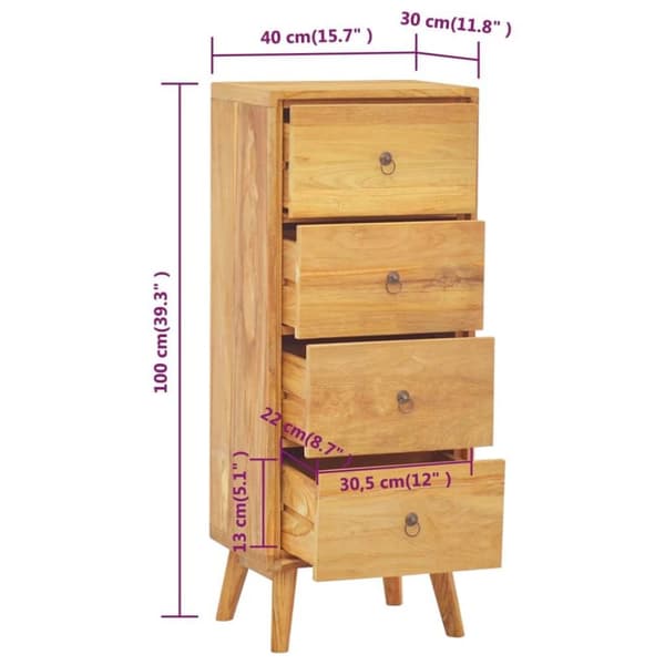 vidaXL kommode 40x30x100 cm massivt teaktræ