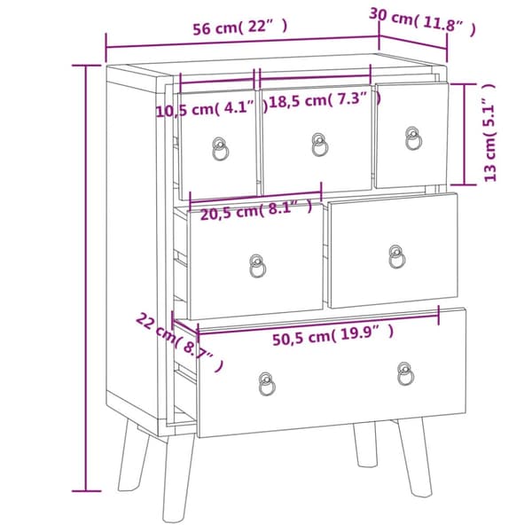 vidaXL kommode 56x30x80 cm massivt teaktræ