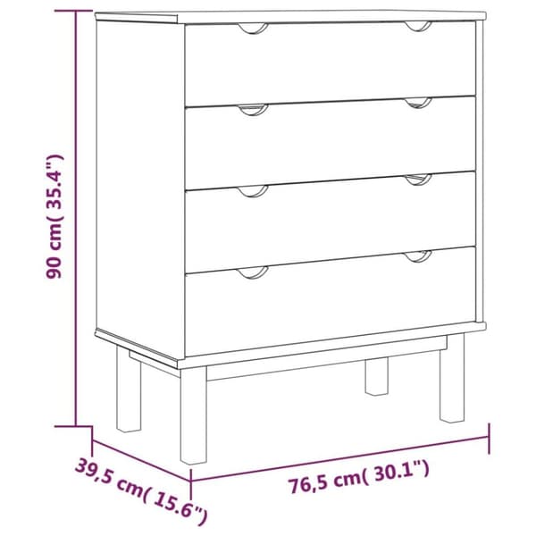 vidaXL kommode OTTA 76,5x39,5x90 cm massivt fyrretræ