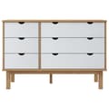 Miniatyrbillede 3 af 9: vidaXL kommode OTTA 111x43x73,5 cm massivt fyrretræ brun og hvid