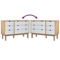 Miniatyrbillede 7 af 9: vidaXL kommode OTTA 111x43x73,5 cm massivt fyrretræ brun og hvid