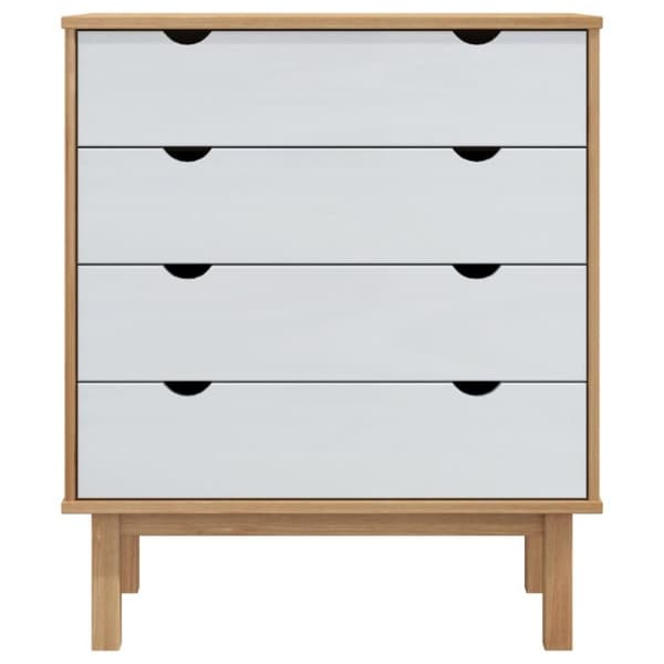 vidaXL kommode OTTA 76,5x39,5x90 cm massivt fyrretræ brun og hvid