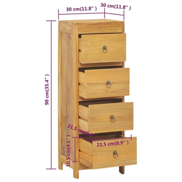 vidaXL Kommode 30x30x90 cm heltre teak
